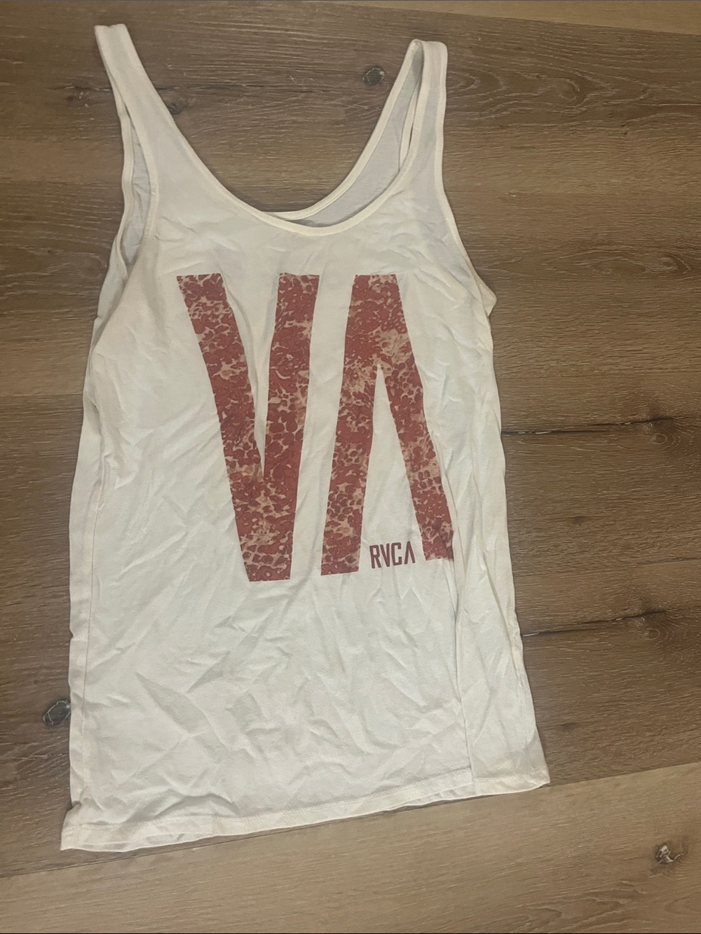 RVCA Cream Tank with Distressed Red VA Print